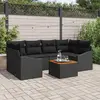 Image de vidaXL Ensemble de canapé de jardin avec coussin 7 pcs Noir polyrotin