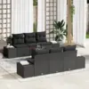 Image de vidaXL Ensemble de canapé de jardin avec coussin 7 pcs Noir polyrotin