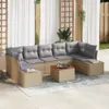 Image de vidaXL Ensemble de canapé de jardin 8 pc Beige polyrotin