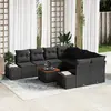 Image de vidaXL Ensemble de canapé de jardin 9 pc Noir polyrotin