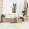 Image de vidaXL Ensemble de canapé de jardin 6 pc Beige polyrotin