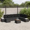 Image de vidaXL Ensemble de canapé de jardin avec coussin 9 pcs Noir polyrotin
