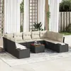 Image de vidaXL Ensemble de canapé de jardin 10 pc Noir polyrotin