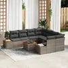 Image de vidaXL Ensemble de canapé de jardin avec coussin 9 pcs Gris Poly rotin