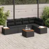 Image de vidaXL Ensemble de canapé de jardin avec coussin 6 pcs Noir Poly rotin