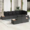 Image de vidaXL Ensemble de canapé de jardin avec coussin 8 pcs Noir Poly rotin