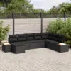 Image de vidaXL Ensemble de canapé de jardin avec coussin 8 pcs Noir Poly rotin