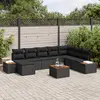 Image de vidaXL Ensemble de canapé de jardin avec coussin 9 pcs Noir Poly rotin