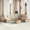 Image de vidaXL Ensemble de canapé de jardin 9 pcs Beige Poly rotin