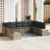 Image de vidaXL Ensemble de canapé de jardin avec coussin 9 pcs Gris Poly rotin