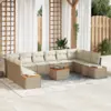 Image de vidaXL Ensemble de canapé de jardin 11 pcs Beige Poly rotin
