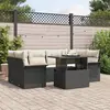 Image de vidaXL Ensemble de canapé de jardin avec coussin 7 pcs Noir Poly rotin
