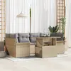 Image de vidaXL Ensemble de canapé de jardin 7 pcs Beige Poly rotin