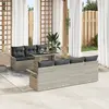 Image de vidaXL Ensemble de canapé de jardin 8 pc Gris clair polyrotin