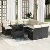 Image de vidaXL Ensemble de canapé de jardin avec coussin 9 pcs Noir Poly rotin