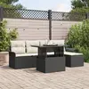 Image de vidaXL Ensemble de canapé de jardin avec coussin 6 pcs Noir polyrotin