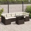 Image de vidaXL Ensemble de canapé de jardin 8 pcs Marron et Crème polyrotin