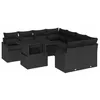 Image de Ensemble de Canapés de Jardin 9 Pièces avec Coussins Rotin Poly Noir vidaXL, Canapé de Jardin Deux Places avec Coussins Rotin Poly Noir vidaXL