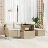 Image de vidaXL Ensemble de sièges d'extérieur 6 pc Beige Poly rotin