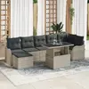 Image de vidaXL Ensemble de canapé de jardin 8 pcs Gris clair Poly rotin