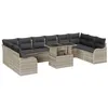 Image de vidaXL Ensemble de canapé de jardin 11 pcs Gris clair Poly rotin, Canapé Rectangulaire Modulaire Léger, Résistant UV, Parfait pour le Jardin et la Terrasse, Sièges Flexibles