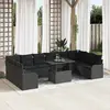 Image de vidaXL Ensemble de canapé de jardin 11 pcs Noir Poly rotin