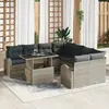 Image de vidaXL Ensemble de canapé de jardin 9 pc Gris clair polyrotin