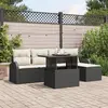 Image de vidaXL Ensemble de canapé de jardin avec coussin 6 pcs Noir polyrotin