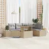 Image de vidaXL Ensemble de canapé de jardin 6 pc Beige polyrotin