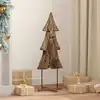 Image de vidaXL Sapin de Noël avec support Marron 90 cm Bois de teck solide
