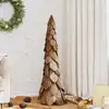 Image de vidaXL Sapin de Noël avec support Marron 111 cm Bois de teck solide