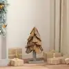 Image de vidaXL Sapin de Noël avec support Marron 61 cm Bois de teck solide