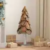 Image de vidaXL Sapin de Noël avec support Marron 91 cm Bois de teck solide