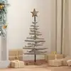 Image de vidaXL Sapin de Noël avec support Marron 90 cm Bois de teck solide