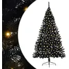 Image de vidaXL Kunststof Voorverlichte Kerstboom met 300 LED Zwart 180 cm PVC