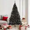 Image de vidaXL Sapin de Noël artificiel pré-éclairé Noir 180 cm PVC