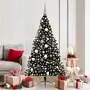 Image de vidaXL Sapin de Noël artificiel pré-éclairé Noir 180 cm PVC