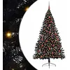 Image de vidaXL Sapin de Noël artificiel pré-éclairé Noir 180 cm PVC, Arbre de Noël moderne en cône, déco lumineuse LED pré-éclairée, éclairage de jardin festif, intérieur saisonnier