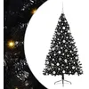 Image de vidaXL Sapin de Noël artificiel pré-éclairé Noir 180 cm PVC