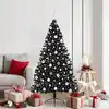 Image de vidaXL Sapin de Noël artificiel pré-éclairé Noir 180 cm PVC