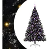 Image de vidaXL Sapin de Noël artificiel pré-éclairé Noir 180 cm PVC, Arbre de Noël moderne en cône, déco lumineuse LED pré-éclairée, éclairage de jardin festif, intérieur saisonnier