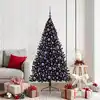 Image de vidaXL Sapin de Noël artificiel pré-éclairé Noir 180 cm PVC