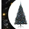 Image de vidaXL Sapin de Noël artificiel pré-éclairé Noir 180 cm PVC