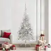 Image de vidaXL Sapin de Noël artificiel pré-éclairé Argent 210 cm PET