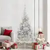 Image de vidaXL Sapin de Noël artificiel pré-éclairé Argent 210 cm PET