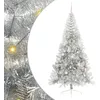 Image de vidaXL Sapin de Noël artificiel pré-éclairé Argent 210 cm PET