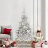 Image de vidaXL Sapin de Noël artificiel pré-éclairé Argent 210 cm PET