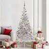 Image de vidaXL Sapin de Noël artificiel pré-éclairé Argent 210 cm PET
