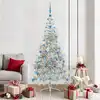 Image de vidaXL Sapin de Noël artificiel pré-éclairé Argent 210 cm PET