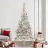 Image de vidaXL Sapin de Noël artificiel pré-éclairé Argent 240 cm PET